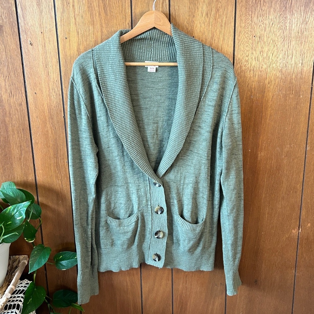 Mossimo Supply Co 100% Cotton Olive Green Shawl Collar Cardigan‎ Preppy Academia